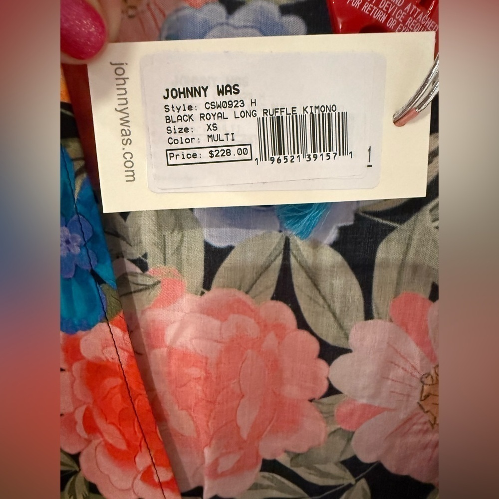 Johnny Was Royal Long Ruffle Kimono Size XS NWT - Picture 6 of 10